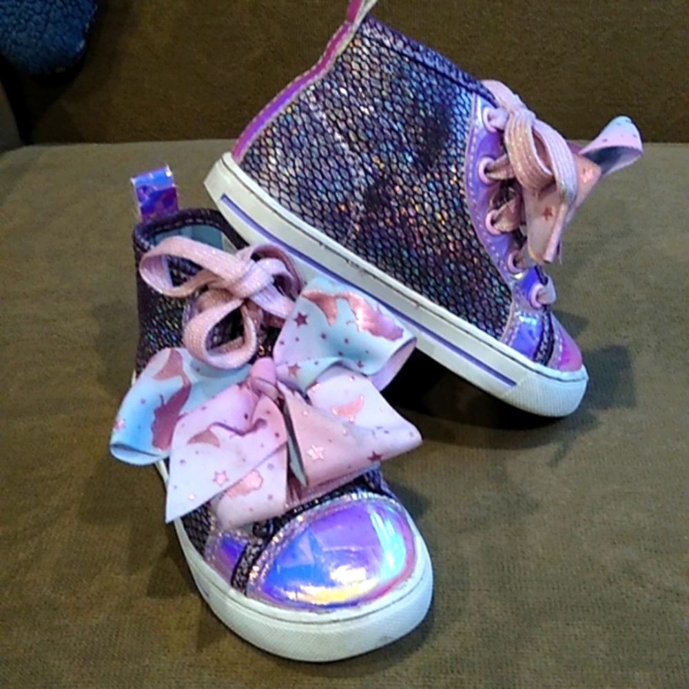 Jojo Siwa Mermaid Shoes. Little Girls Sz 8. Purple, Pink, Sliver Shimmer.